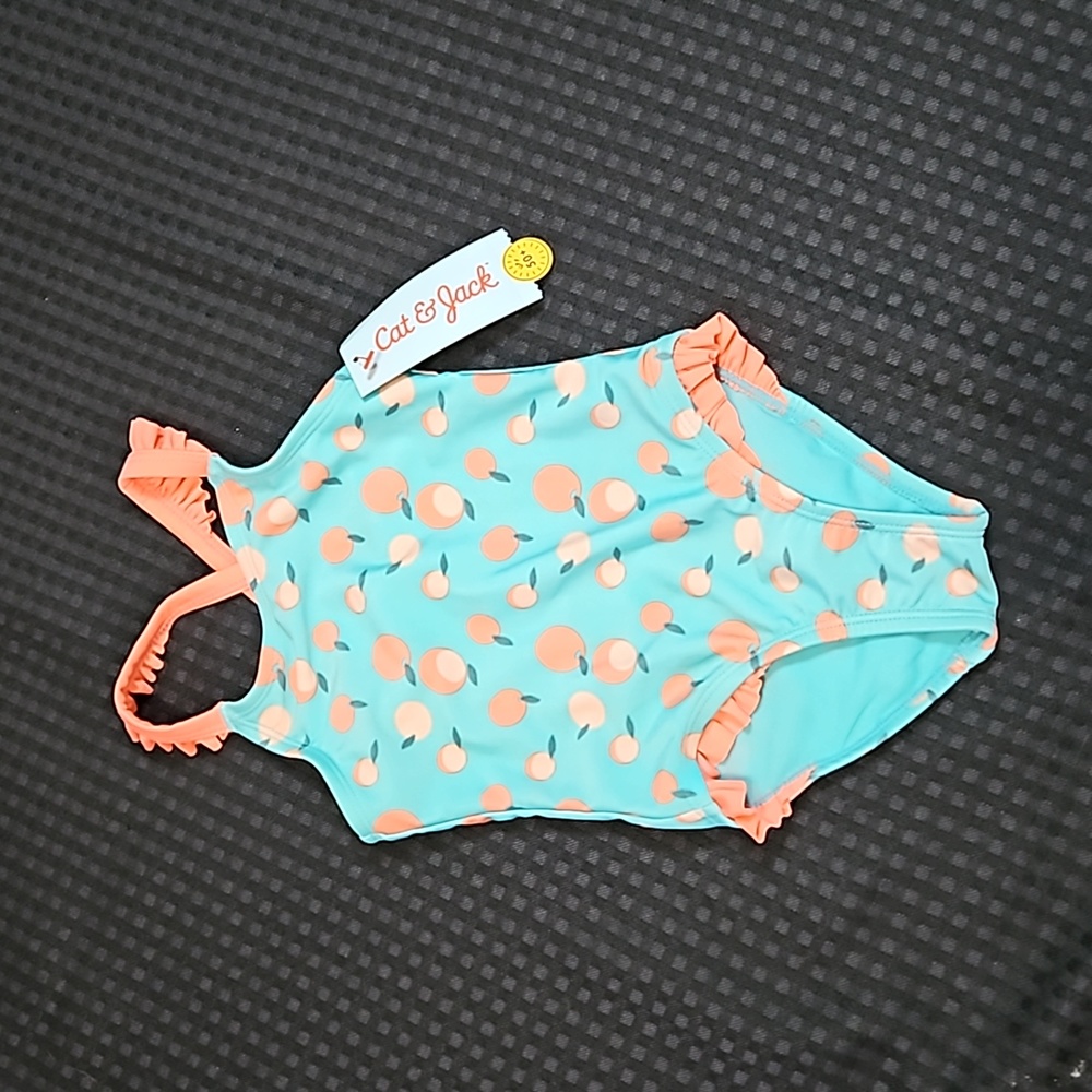 Cat & Jack,  aqua,  peach, swimsuit,  size 18 months (23.5-26lbs)